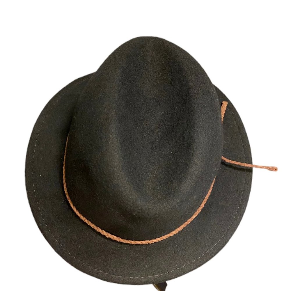 NEW Hat Attack Wool Felt Leather Braided Tie Medium Brim Black Fedora Hat OS - Picture 3 of 9